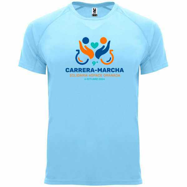 Diseño de la camiseta (azul, con el logo de la 9ª edición de la carrera)